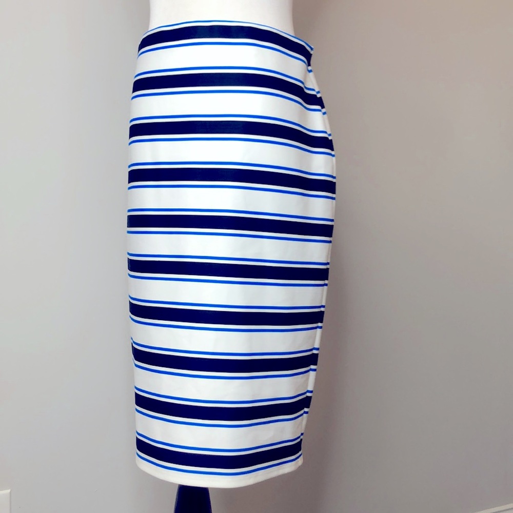Cobalt/navy/white pencil skirt